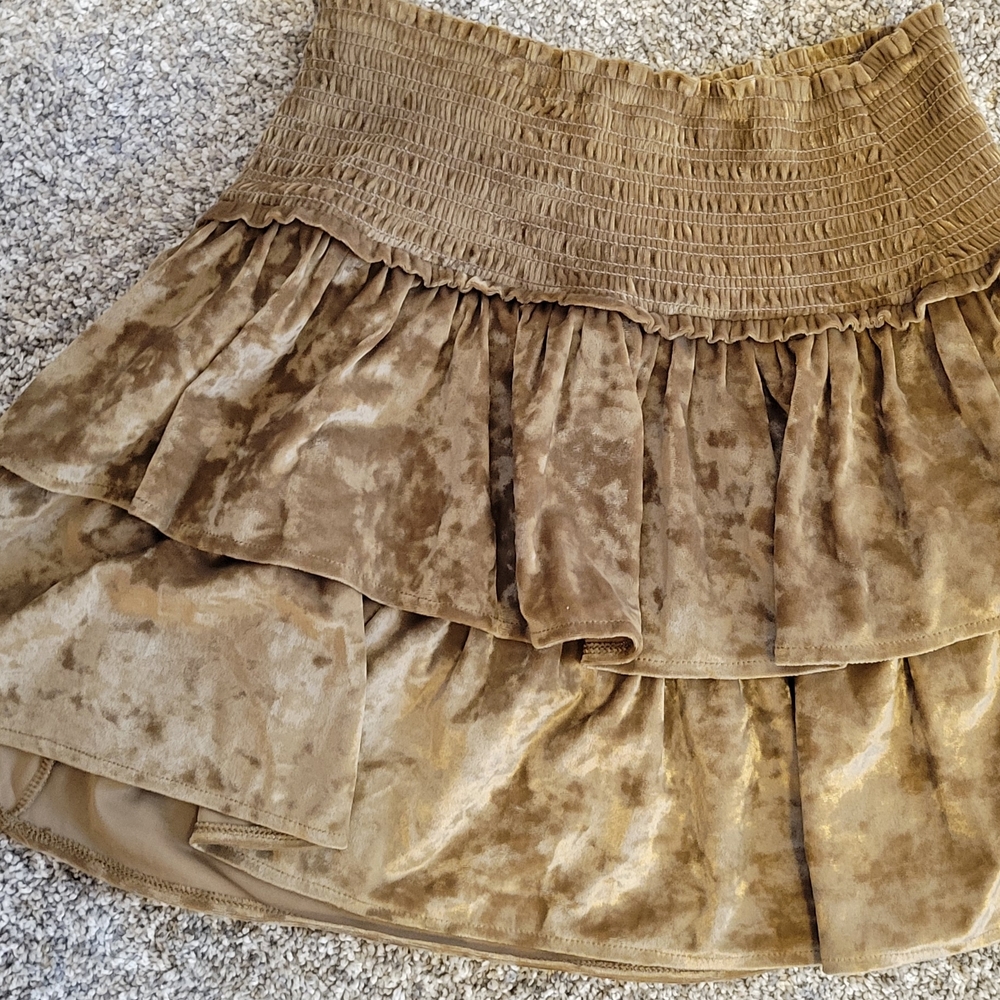 Aerie Tan Tiered A-Line Skirt